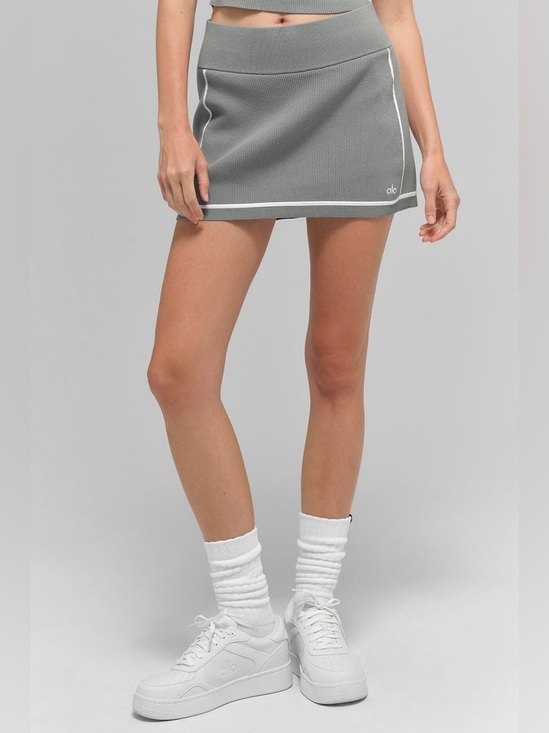 ALO Yoga Dresses & Skirts - Alo Ribbed Sweater Knit Highline Mini Skirt Athleisure Sporty Tennis Preppy M